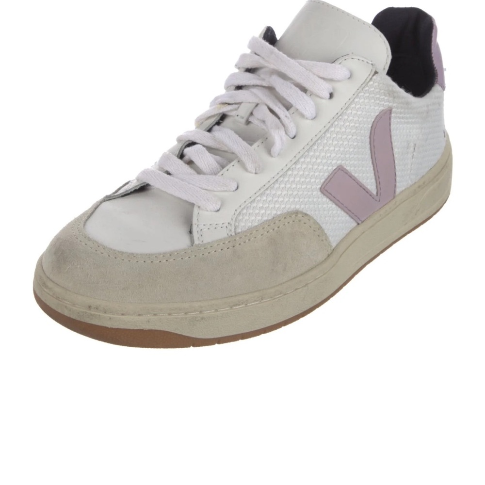 Veja V-12 White and Lavender Sneakers